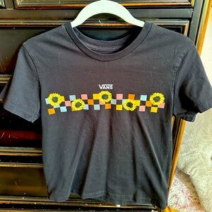 Vans Black Floral Logo T-Shirt - Small